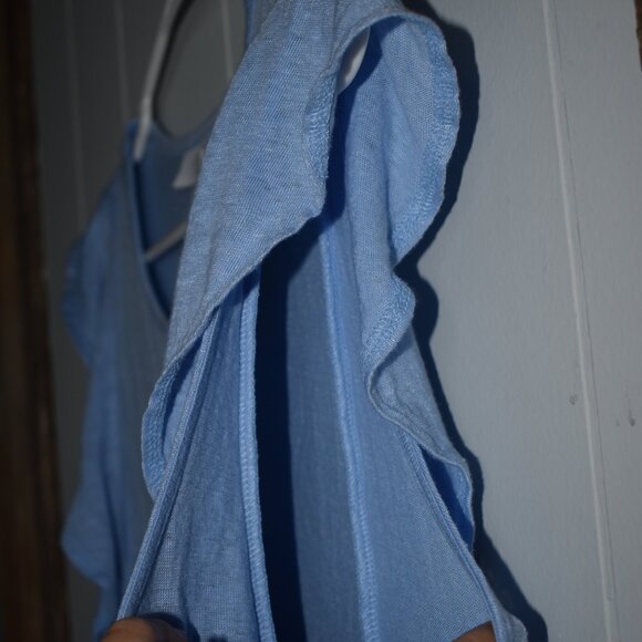 100% Linen Knit Ruffle Short-Sleeved Shirt Women's Size L - Picture 5 of 7